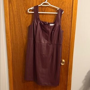 Additionelle Burgundy Sleeveless Faux Leather Dress